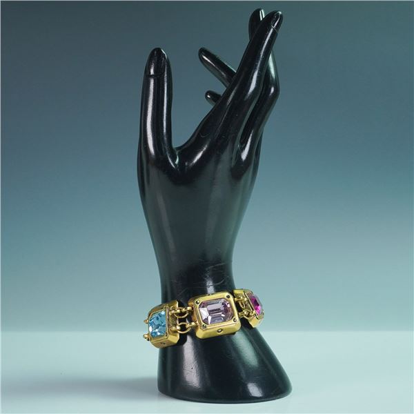 Connie Bates Bold Gold-Tone Multi-Gemstone Inspired Link Bracelet