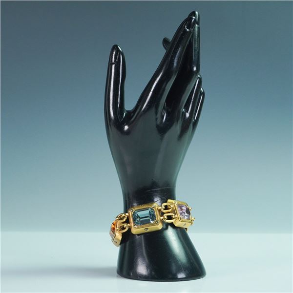 Connie Bates Gold-Tone Gemstone-Link Bracelet, 8"L