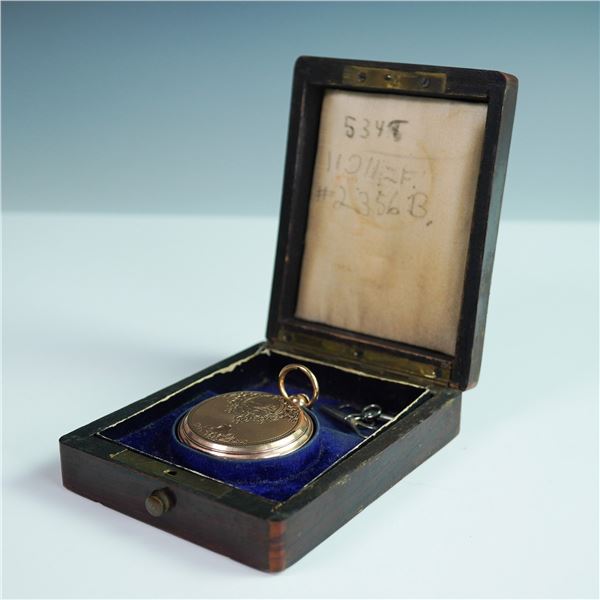 Ami Richard Gold Pocket Watch with Wooden Box