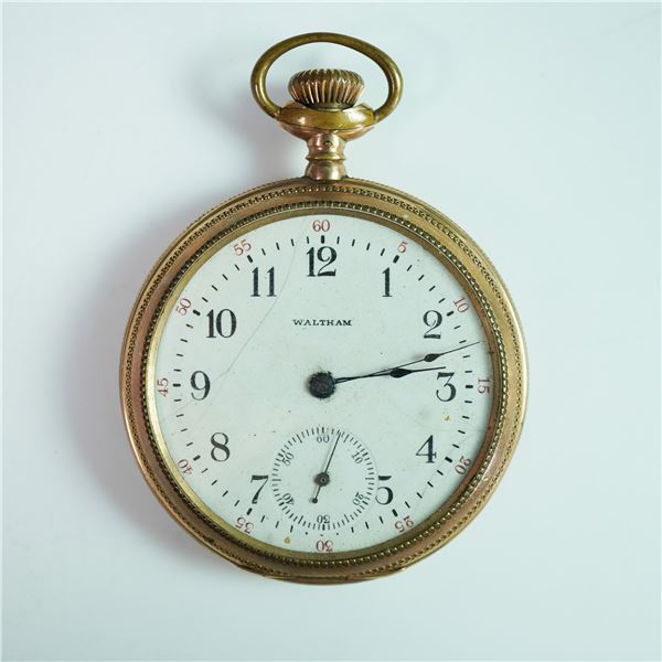 Waltham Gold Pocket Watch, Engraved Presentation Case