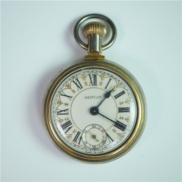 Westclox Pocket Watch with Locomotive Engraving