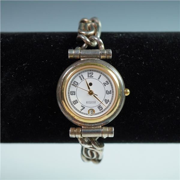 Ecclissi Sterling Silver and Stainless Steel Bracelet Watch