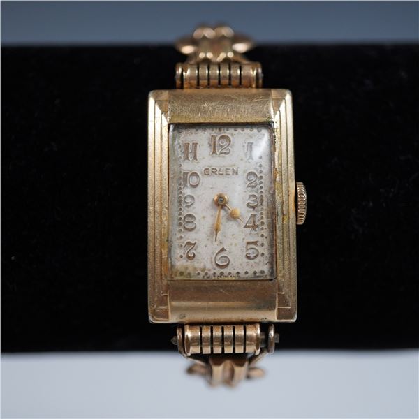Gruen 10K Gold Filled Rectangular Wristwatch