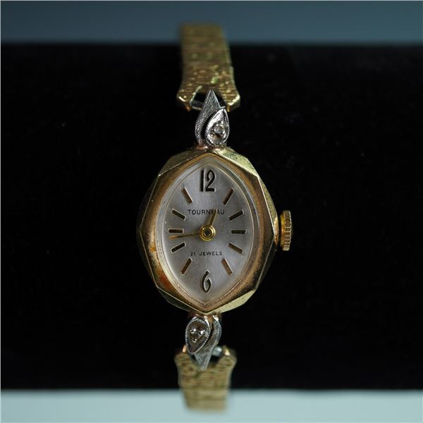Tourneau 14K Gold & Diamond Ladies Watch