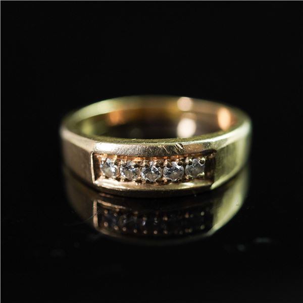14K Gold Ring with Channel Set Diamonds