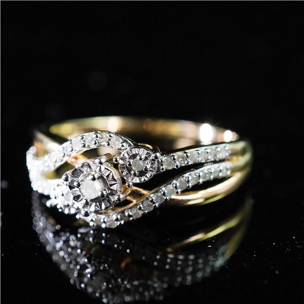 Sterling Silver and Gold-Plated Diamond Ring