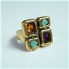 Image 1 : Connie Bates Gold-Toned Statement Ring with Multi-Gemstones