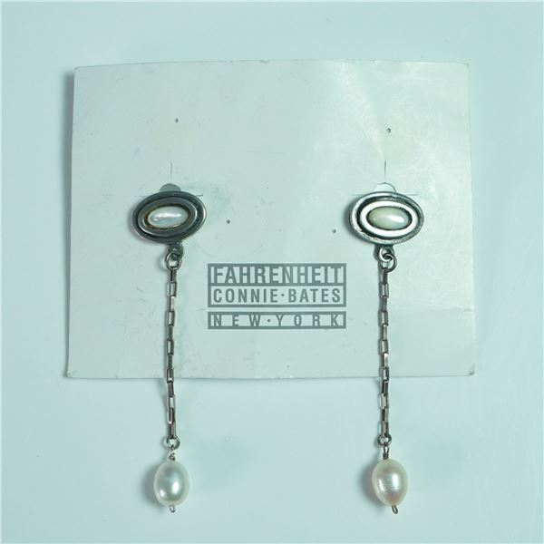 Connie Bates Pearl Pendulum, Pierced Pewter with Mother of Pearl