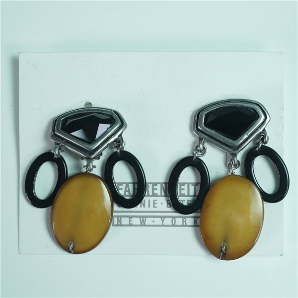 Connie Bates Buffalo Horn and Gemstone Clip-On Earrings