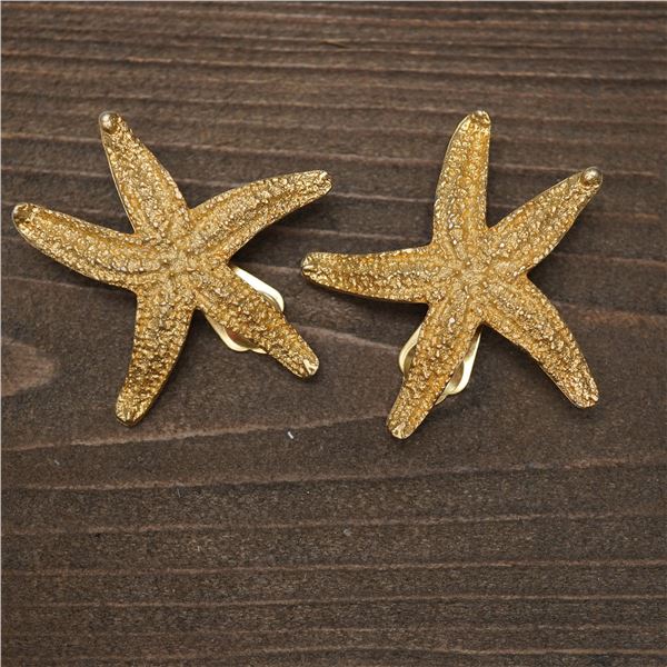 Pair of Gold-Tone Starfish Clip-On Earrings