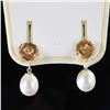 Image 2 : Pair of Pearl Drop Earrings with Diamond Accents