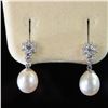 Image 3 : Pair of Pearl Drop Earrings with Diamond Accents