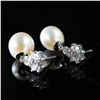 Image 4 : Pair of Pearl Drop Earrings with Diamond Accents