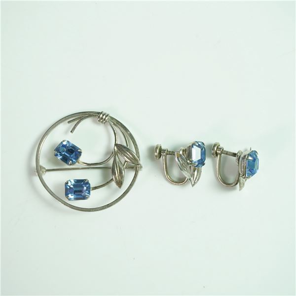 Van Dell Sterling Silver Brooch and Earrings Set