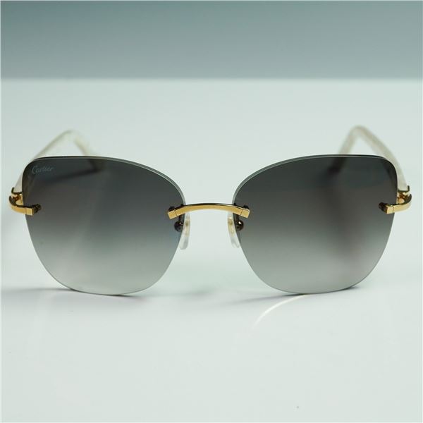 Cartier Rimless Sunglasses with Gold and Pearlized Temples