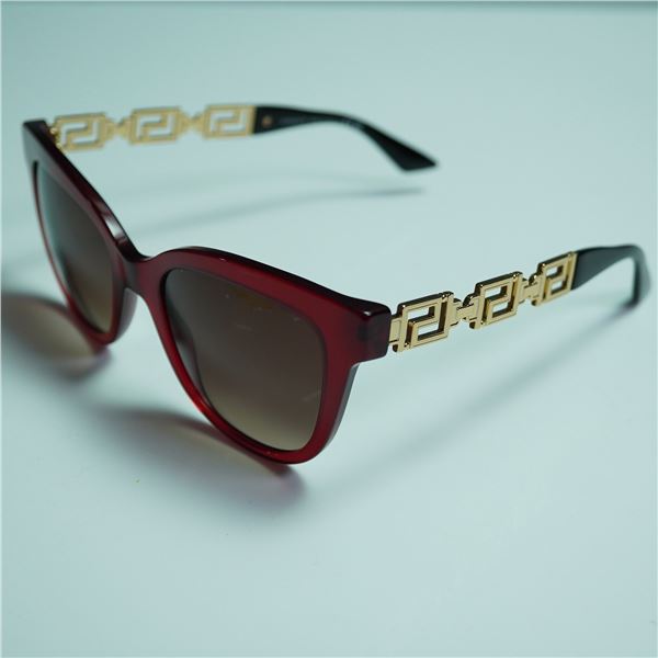 Versace Red Sunglasses with Gold Greca Temples