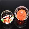 Image 2 : Pair of Art Glass Paperweights with Encased Designs