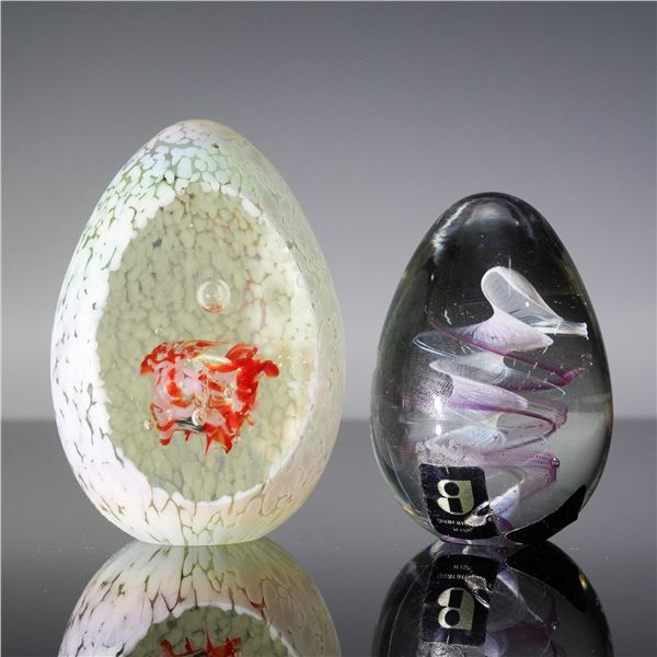 2pc Irish and Abstract Art Glass Paperweights
