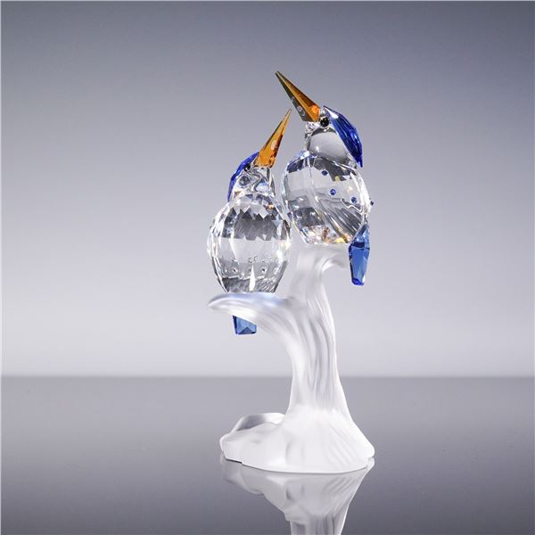 Swarovski Crystal Figurine, Malachite Kingfishers