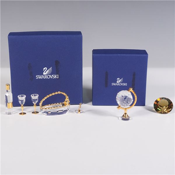 Pair of Swarovski Crystal Figurine Collections, Globe and Bar Set