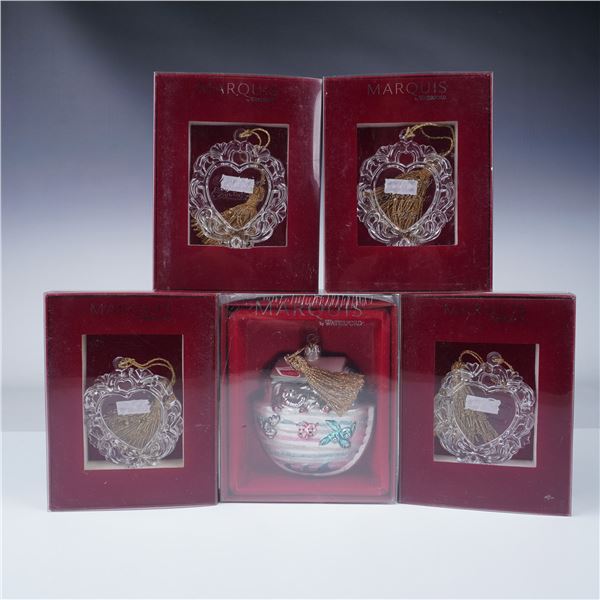 5pc Marquis by Waterford 2012 Christmas Ornaments