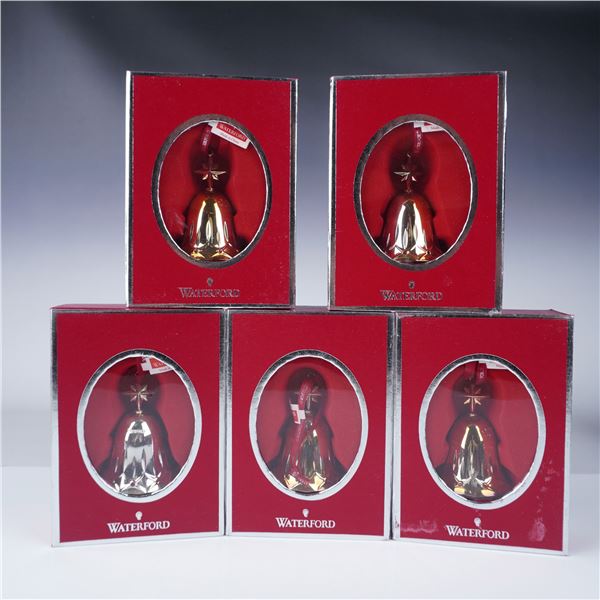 5pc Waterford 2012 Lismore Bell Ornaments