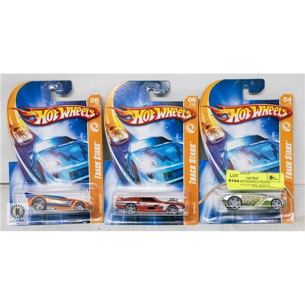LOT OF 3 HOTWHEELS TRACK STARS: BATTLE SPEC, ROGUE