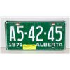Image 1 : 1971 ALBERTA PLATE