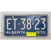 Image 1 : 1970 ALBERTA PLATE