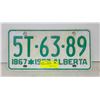 Image 1 : 1967 ALBERTA PLATE
