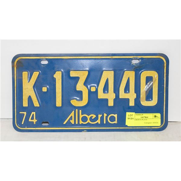1974 ALBERTA PLATE