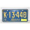 Image 1 : 1974 ALBERTA PLATE