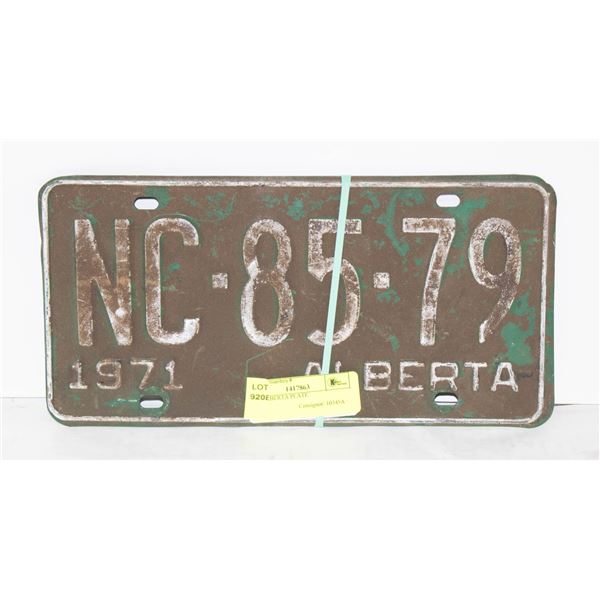 1971 ALBERTA PLATE