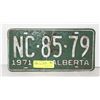 Image 1 : 1971 ALBERTA PLATE
