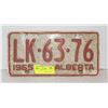 Image 1 : 1965 ALBERTA PLATE