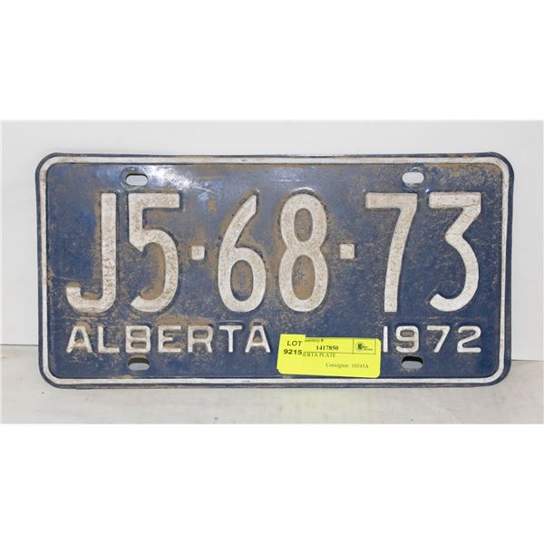 1972 ALBERTA PLATE