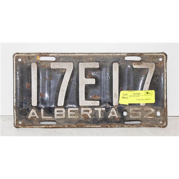 1952 ALBERTA PLATE