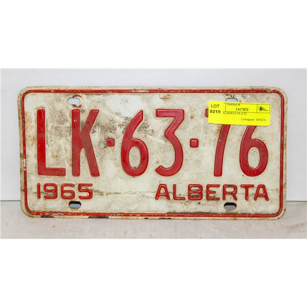 1965 ALBERTA PLATE