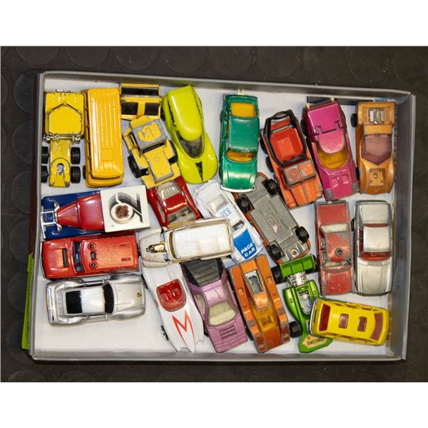 FLAT FULL OF ASSORTED DIECAST CARS INCLUDES DINKY