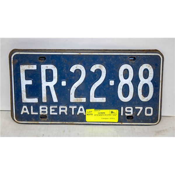MATCHING ALBERTA PLATES - 1970