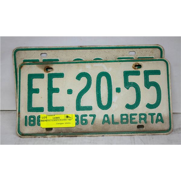 MATCHING ALBERTA PLATES - 1967