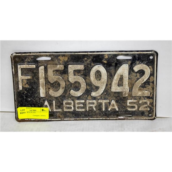 1952 ALBERTA PLATE