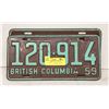Image 1 : MATCHING BRITISH COLUMBIA PLATES - 1959