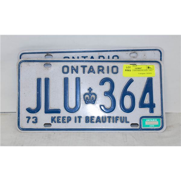 MATCHING ONTARIO PLATES - 1973