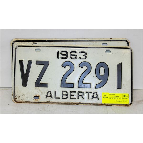 MATCHING ALBERTA PLATES - 1963