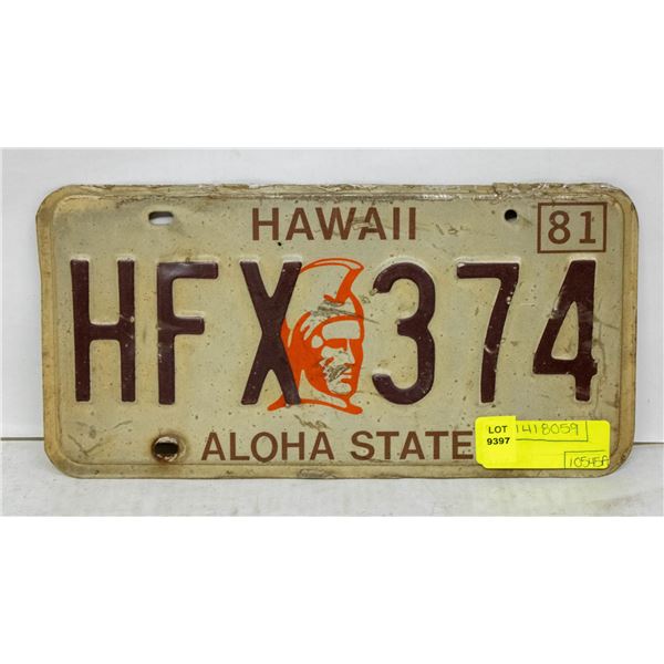 1981 HAWAII LICENSE PLATE