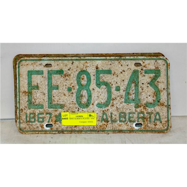 MATCHING ALBERTA PLATES - 1967