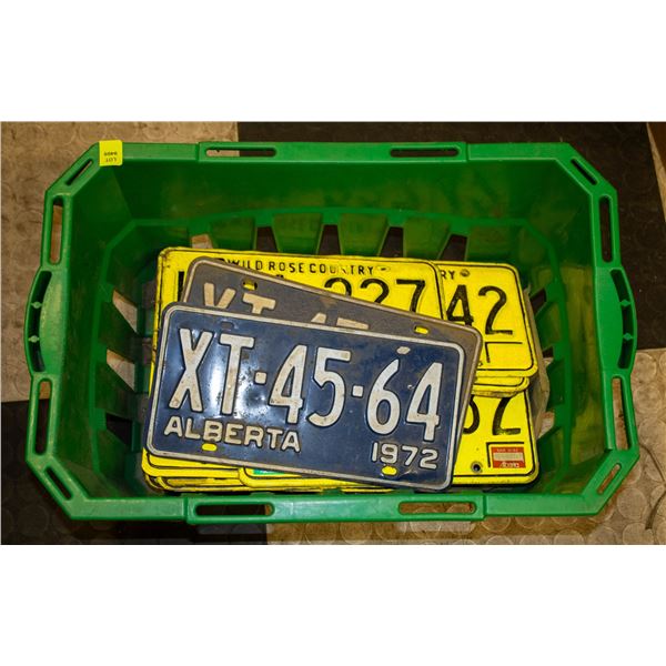 LARGE LOT OF CATUION PLATES WITH 1972 ALBERTA