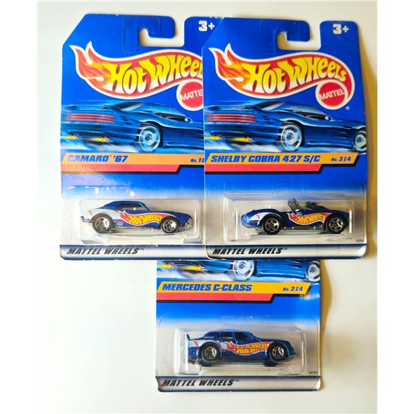 3 HOT WHEELS 90'S RELEASE 67 CAMARO, SHELBY COBRA