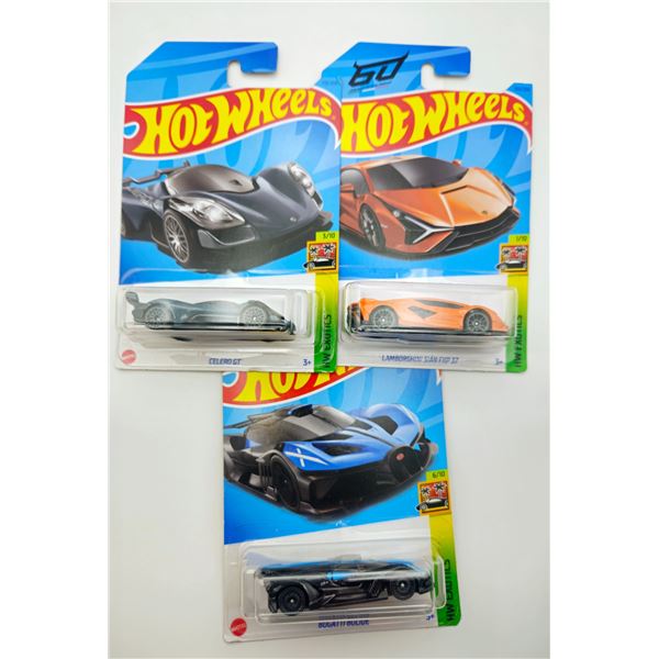 3 HOT WHEELS CELERO GT & LAMBORGHINI & BUGATTI